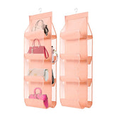 2 Pcs Hanging Purse Organizer 8 Easy Access Pockets for Wardrobe-Pink