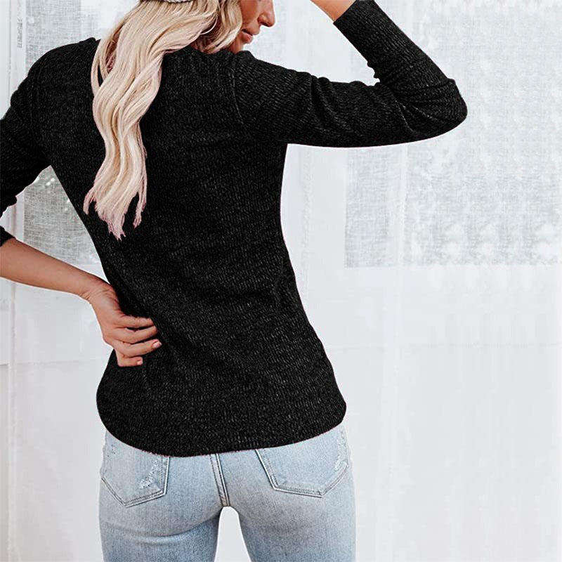 Womens Long Sleeve Tops Pullover with Buttons Down Casual Loose Fit-Blue