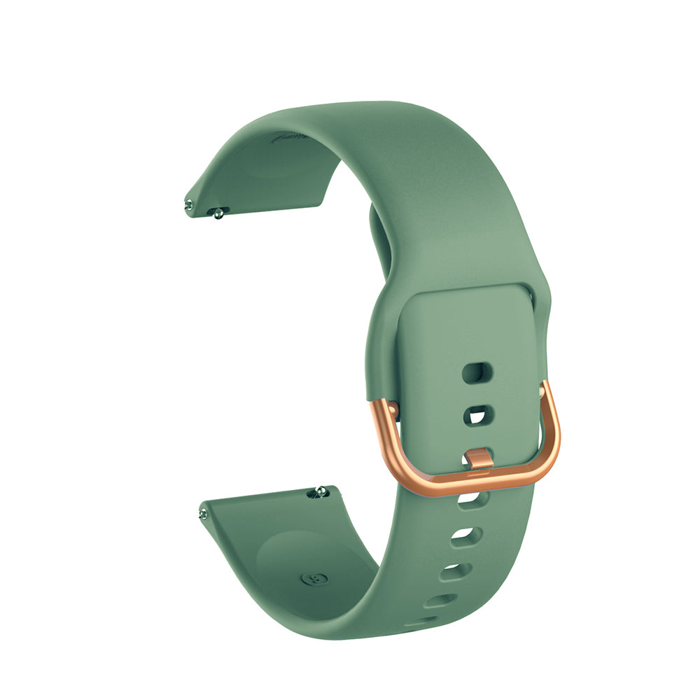 Color Silicone Watch Band Rose Gold Stainless Steel Buckle For Samsung Gear S2 Classic Samsung Galaxy Watch 42mm(Dark Green)