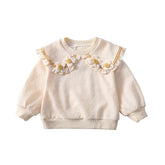 Toddler Girl Sweatshirts Pullover Crew neck Fall Winter Long Sleeve Tops-Apricot1