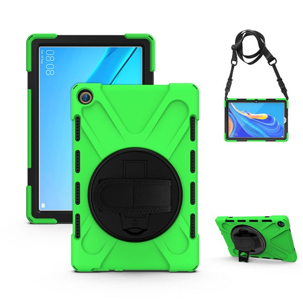 OnePiece Tablet Case Anti-fall Protective Cover Bulit-in Kickstand/Hand+Neck Strap For HuaWei MediaPad M5 10.8inch-Green