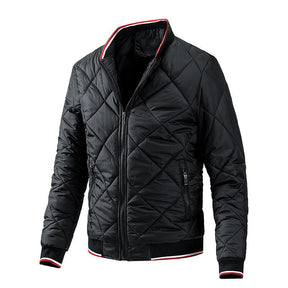 Mens Bomber Jacket Casual Fall Winter Zipper Jacket Coats-Black