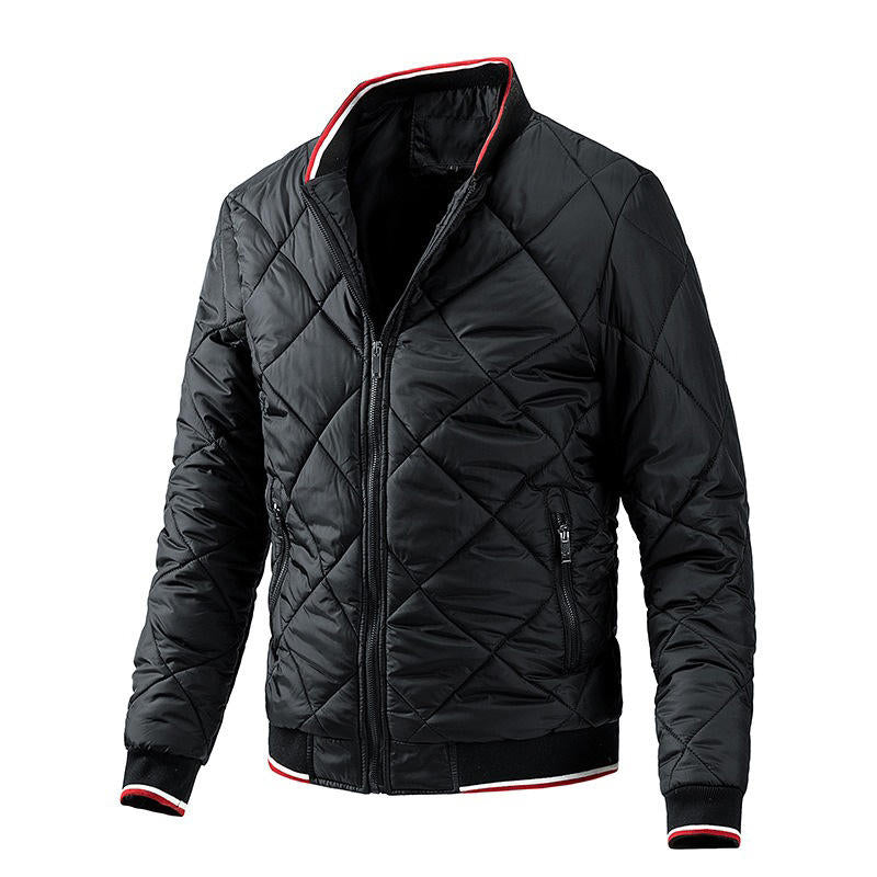 Mens Bomber Jacket Casual Fall Winter Zipper Jacket Coats-Black