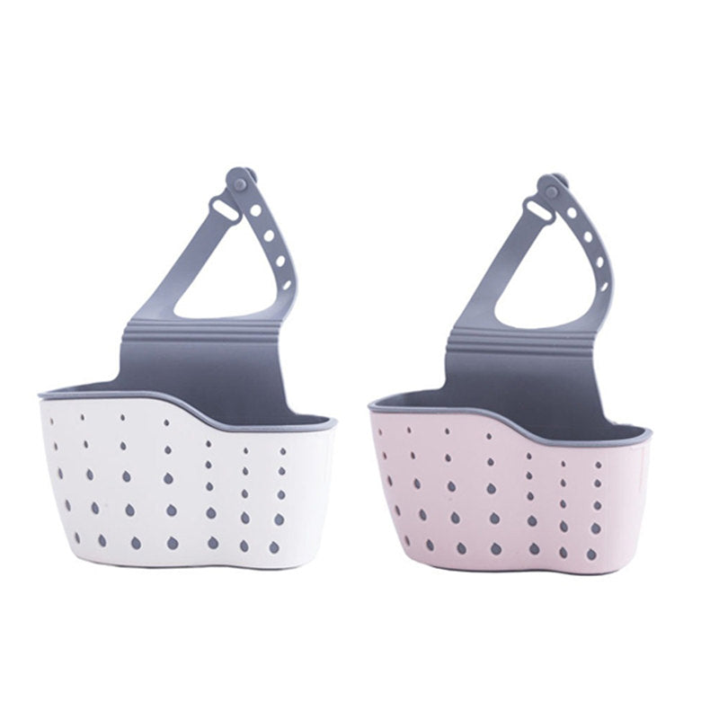 2 Pcs Kitchen Sink Sponge Holder Hanging Ajustable Faucet Caddy-Pink Beige