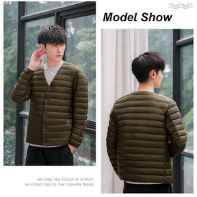 Mens Down Jacket Packable Lightweight Two Wear Waterproof Coat-ArmyGreen