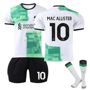 Liverpool Away Jersey MAC ALLISTER #10 Soccer Jersey Kids Adult 3-Pieces Jersey Kits