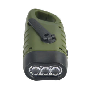2 Pcs Hand Crank Solar Powered Flashlight Emergency Rechargeable LED Flashlight-Green