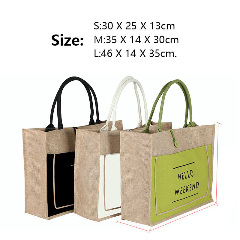 Women Simple Flax Tote Bag Big Capacity Shoulder Bag-Hello Weekend-Green