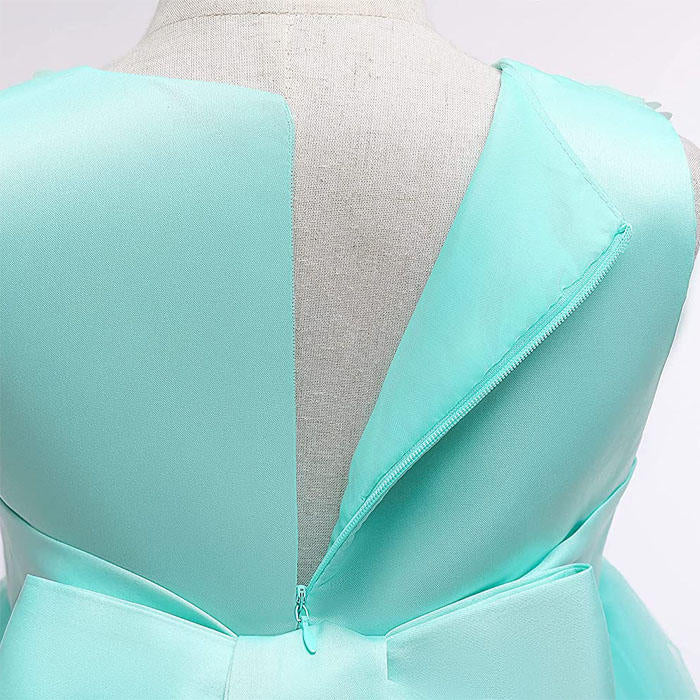 Girls Tulle Lace Flower Princess Wedding Dress For Toddler And Baby Girl-Apple Green