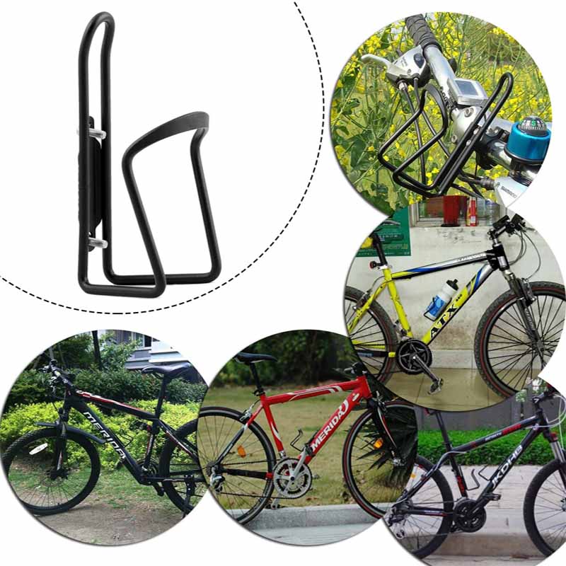 Lightweight Aluminum Alloy Bicycle Water Bottle Cage Holder for Outdoor Activities Drilled Holes Required-Black