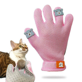 Pet Grooming Glove Cat Dog Gentle Deshedding Brush Glove Right Hand-Pink