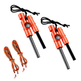 2Pack 5-in-1 Magnesium Fire Starter with Compass Whistle High Temp Magnesium Rod