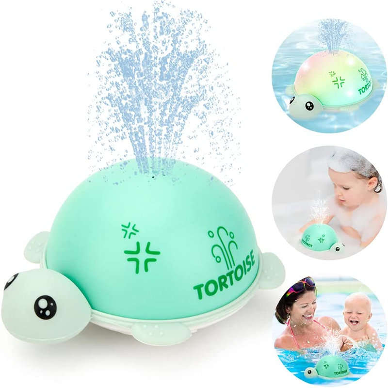 Baby Bath Toy Tortoise Induction Sprinkler with LED Light for Ages 1-3