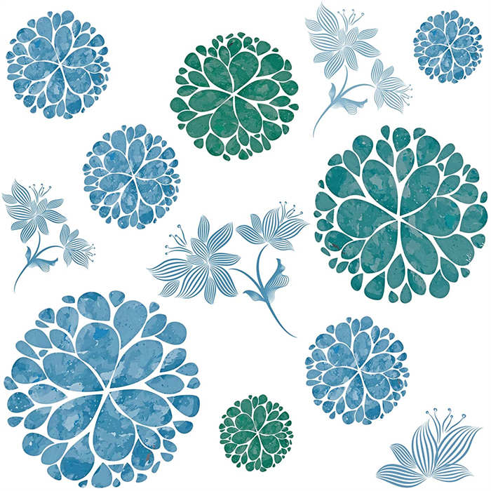 DIY Creative Blue Flowers Vines Decals Wall Stickers Home Removable Decor