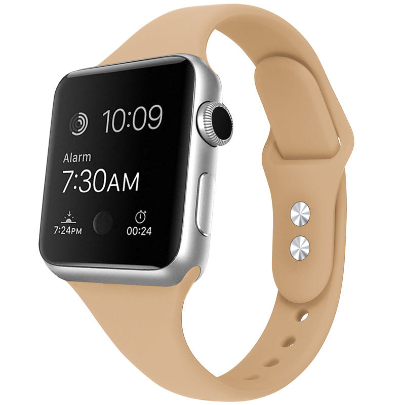 Slim Soft Silicone Replacement Watch Band Loop for iWatch Series SE 6 5 4 3 2 1-Walnut