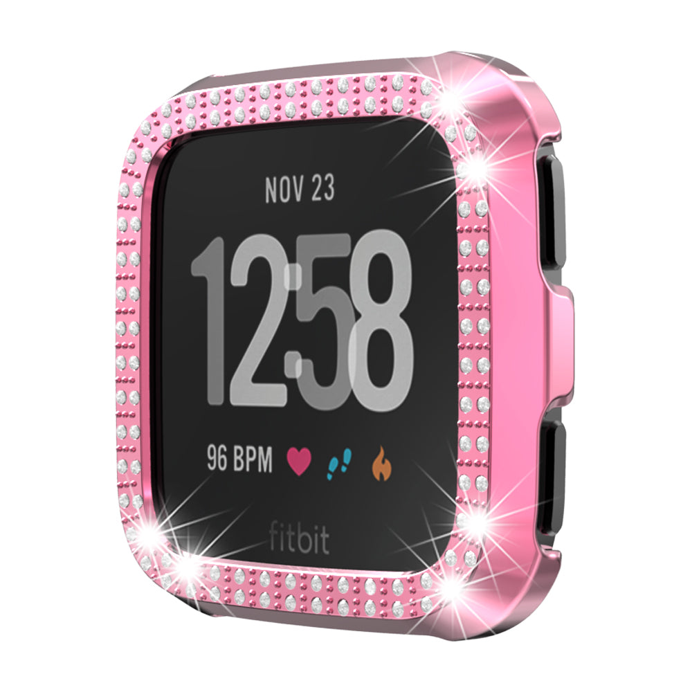 Double Row Diamond Bling Case For Fitbit Versa Cover-Pink