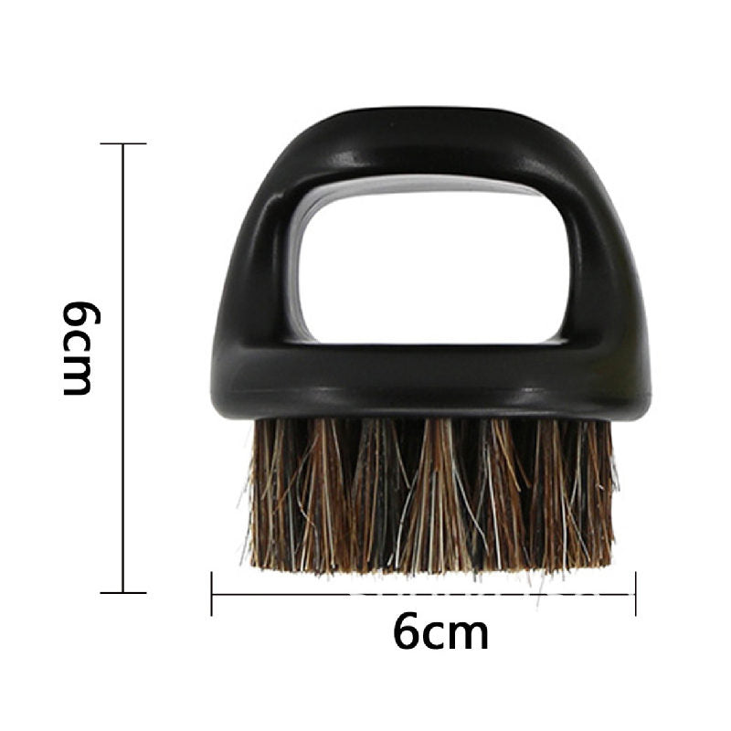 3Pcs Round Shape Beard Brushes with Handle for Men Beard Styling-Black