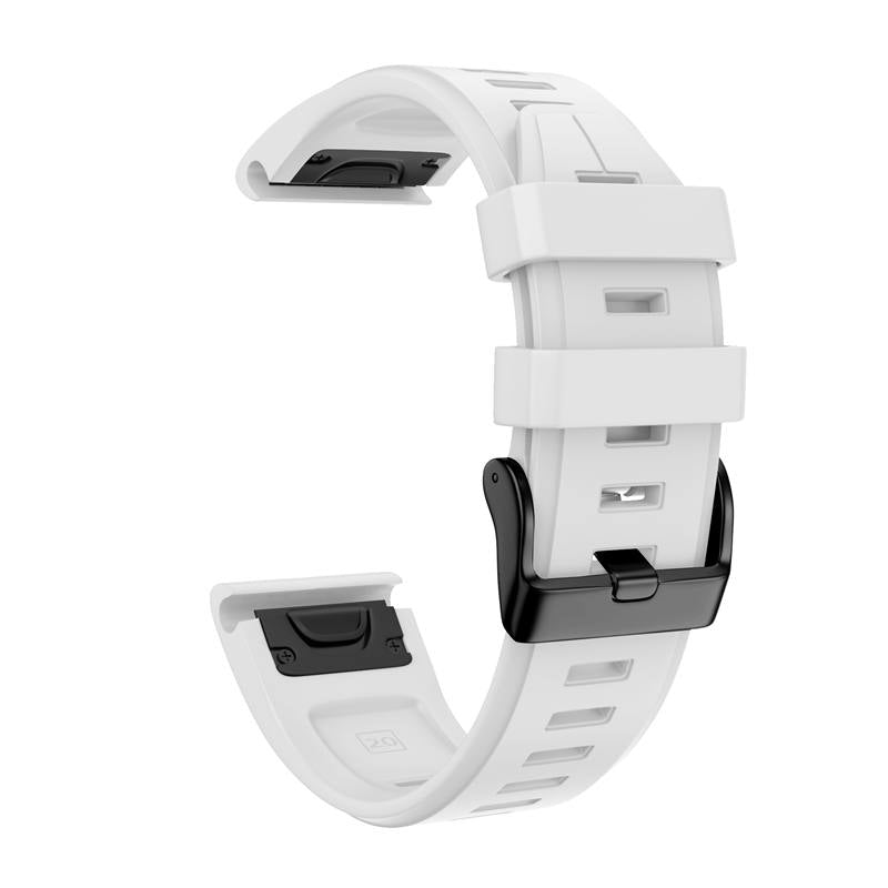 Silicone Replacement Band 20mm Quick Release Easy Fit For Garmin Fenix 5S/5S Plus/6S/6S Pro Smartwatch Black Steel Buckle-White