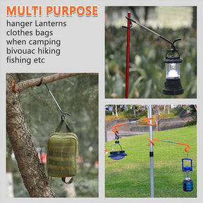 2Pcs Non-Slip Camping Lantern Hooks Hangers for Camping-Black Orange