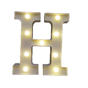 Decorative Led Light Up Number Letters White Plastic Marquee Number Lights Sign Party Wedding Decor Battery Operated (H)