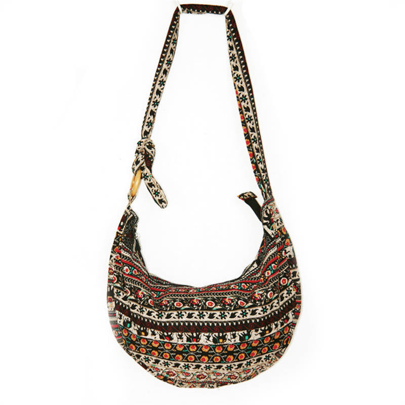 Womens Sling Crossbody Bag Ethnic Print Shoulder Bag with Adjustable Strap-T