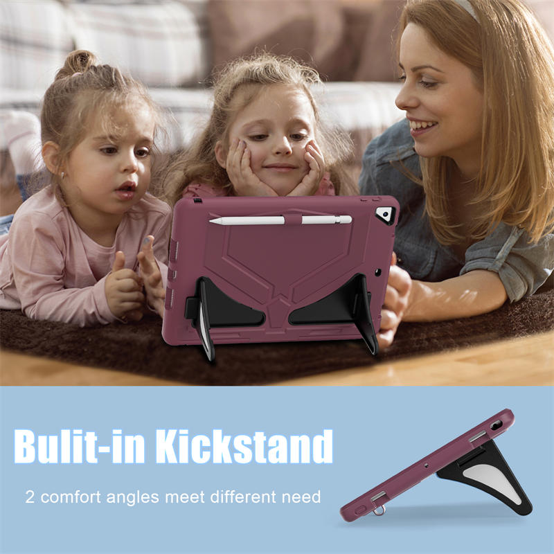 iPad Case Heavy Duty with Kickstand for iPad 10.2 inch 2021/2020/2019-PlumBlack
