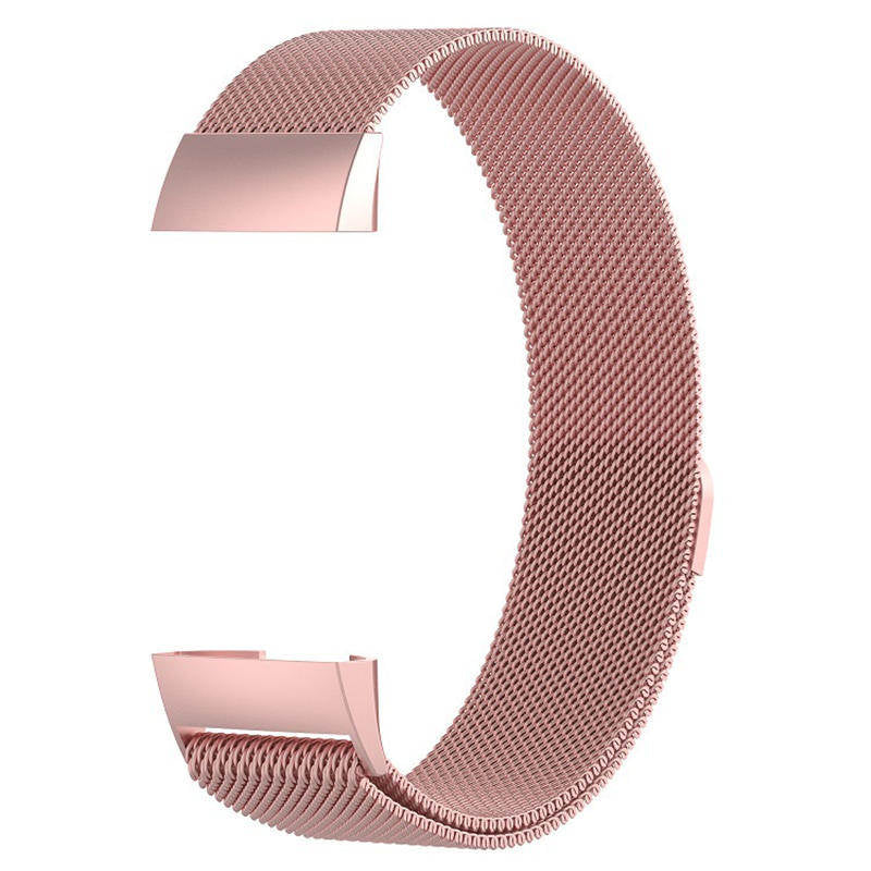 For Fitbit Charge 3 Wristband Milanese Replacement Stainless Steel Watch Band-Rose Pink