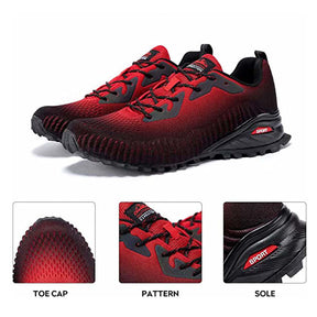 Mens Fashion Sneaker Breathable Trail Running Shoes-BlackRed