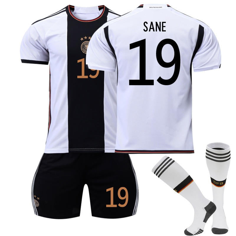 SANE #19 Germany Home Jersey 2022/23 Soccer Jersey Kit Football T-shirt Set For Adult Kids