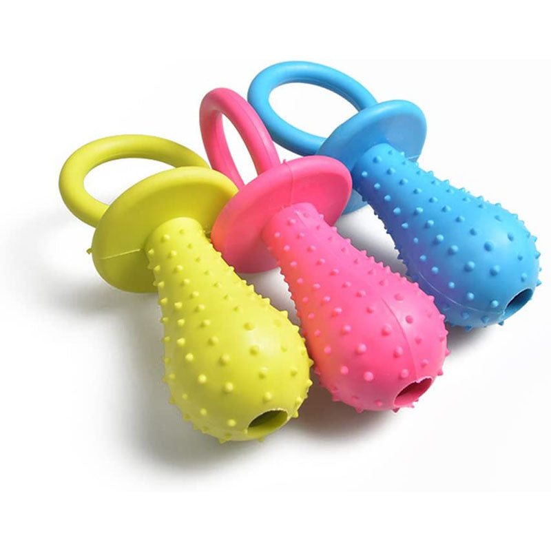 3 Pieces Rubber Pacifier Chew Toy Molar Clean Teeth Bell Training Toy for Puppy Cat