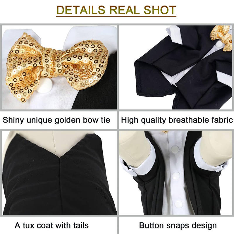 Dog Tuxedo Formal Dog Shirt Costume Wedding Attire Party Bow Tie Suit