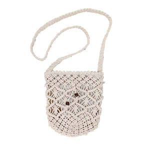 Womens Hand Woven Crossbody Bag Beach Casual Shoulder Bag-White