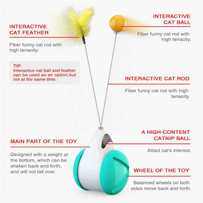 Cat Balance Swing Car Toy with Catnip Ball Feather Stick Interactive Pet Toys-Lake Blue