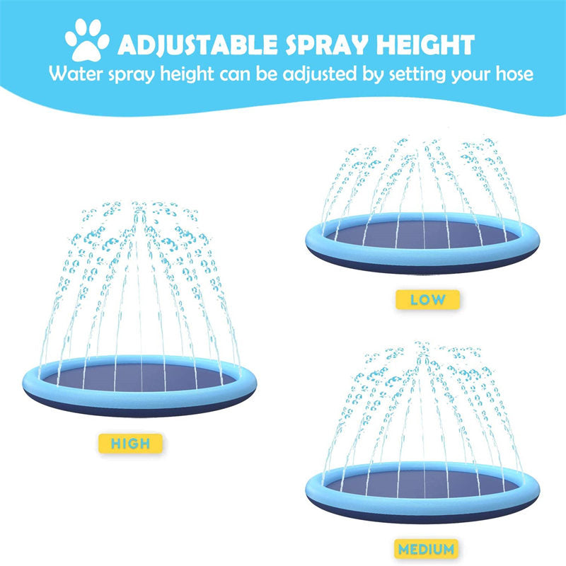 Non-Slip Splash Sprinkler Pad for Dogs Kids Pool Outdoor Play-100cm