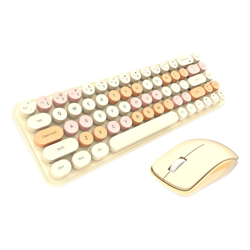 Wireless Keyboard and Mouse Set Combo 2.4G for Laptop Desktop-IDou-Milk Tea