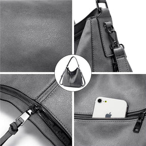 Handbags for Women Large Designer Ladies Hobo bag Bucket Purse Faux Leather-Grey