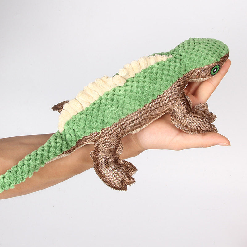 27cm Durable Dog Lizard Toys for Aggressive Chewers Pet Squeaky Plush Toys-Green