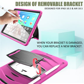 Shock Wave Kickstand Case Anti-Fall Protection With Pencil Holder For 10.5inch iPad Air3/iPad Pro10.5-Rose Red