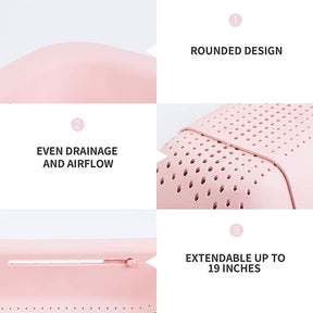 Sink Retractable Strainer Basket for Washing Vegetable Drying Dish-Pink