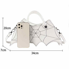 Women Novelty Bat Shoulder Bag Fashion Halloween Handbags-White