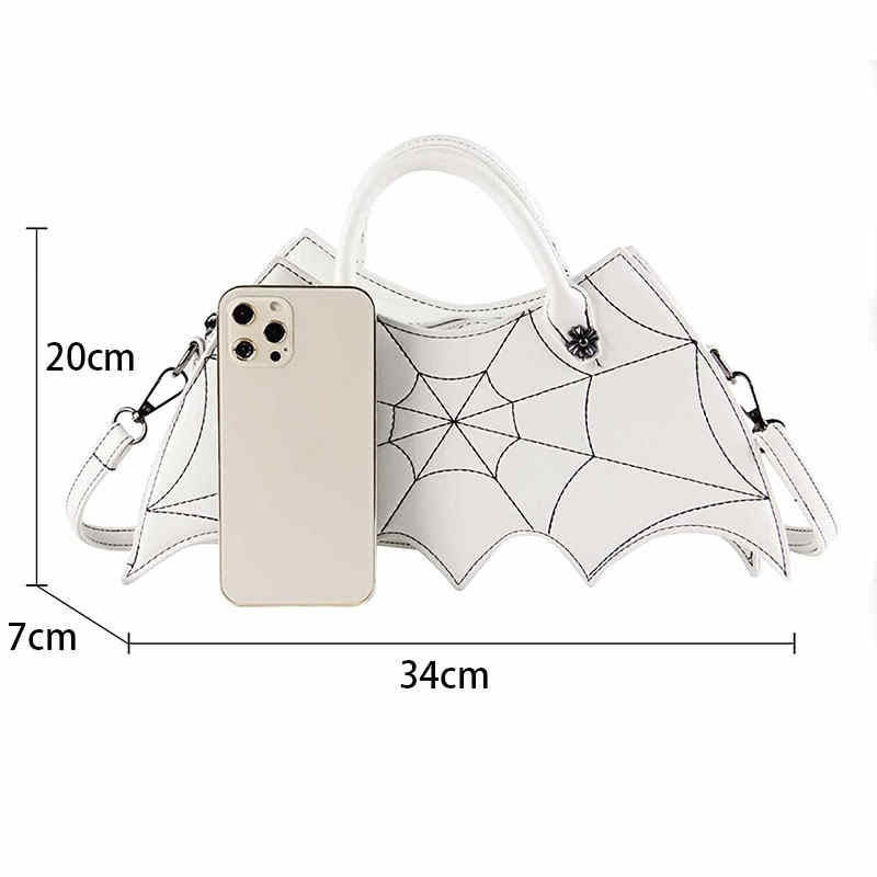 Women Novelty Bat Shoulder Bag Fashion Halloween Handbags-White