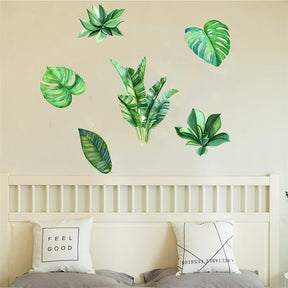 Removable 3D Nordic Green Plants Fresh Leaves Wall Stickers Home Art Decor