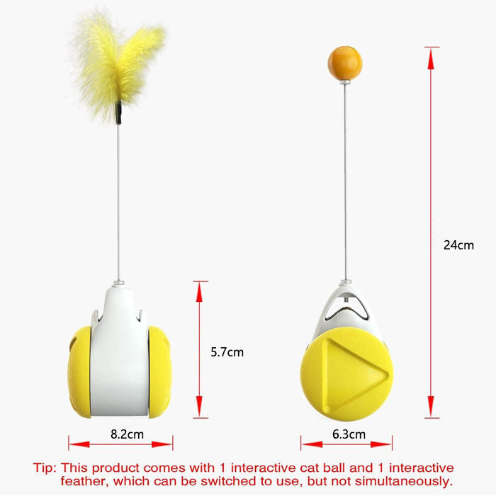 Cat Balance Swing Car Toy with Catnip Ball Feather Stick Interactive Pet Toys-Yellow