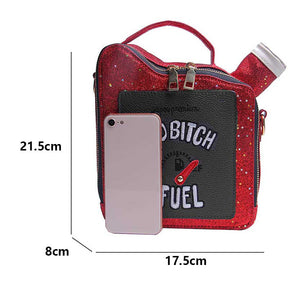 Women Fashion Sequin Crossbody Bag Fun Gasoline Handbag-Red