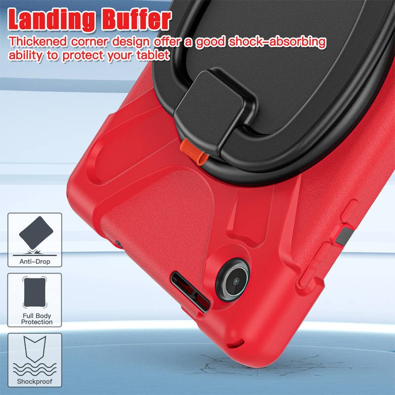 Rugged Tablet Case with 360° Rotatable Stand for Lenovo Tab M8 4th Gen-Red