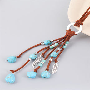 Turquoise Pendant Suede Necklace for Women-6