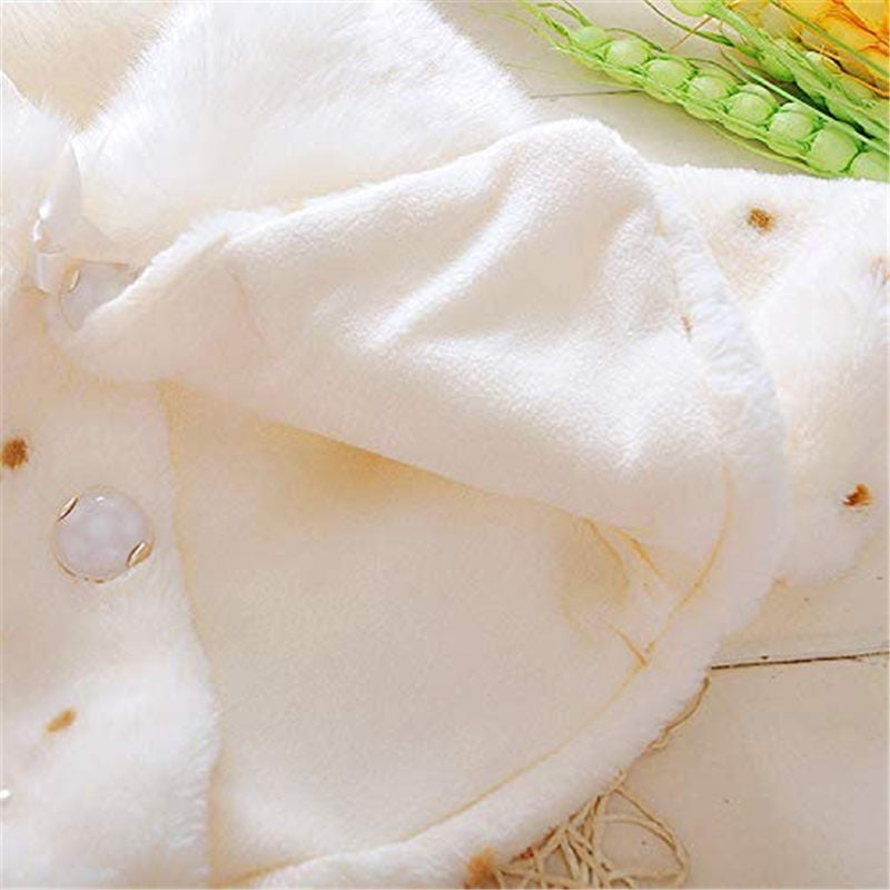 Girls Princess Faux Fur Wraps Shawl Flower Girls Bolero Princess Cape-White