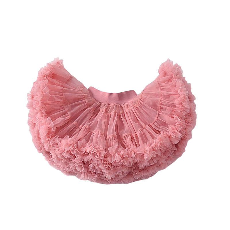 Toddler Girls Layered Tutu Skirt Solid Color Mesh Princess Ballet Dance Dress-DouSha