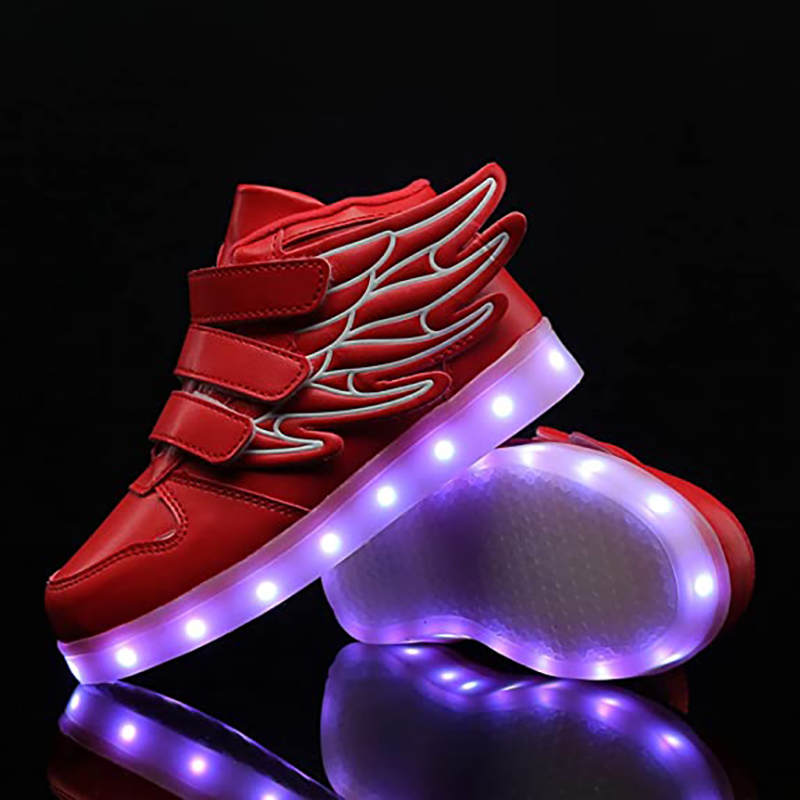 LED Light Sneakers USB Rechargeable Flashing Shoes for Boys Girls-Red