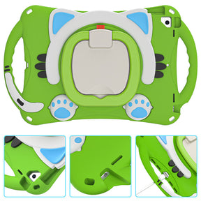 CatB Silicone Case For iPad 10.2 Air10.5 Pro10.5 Shockproof Shoulder Strap Handle Stand-Green
